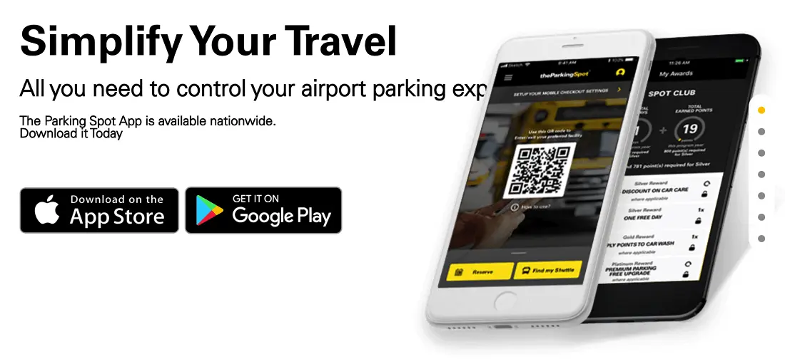 Android and iPhone showing The Parking Spot app