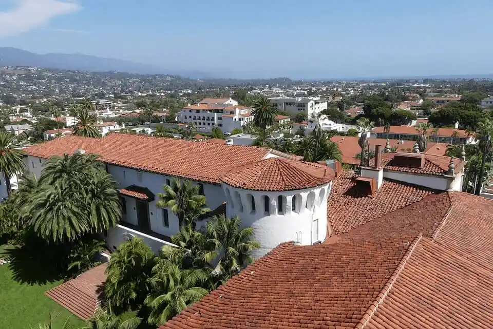 red tile rooftops in Santa Barbara CA