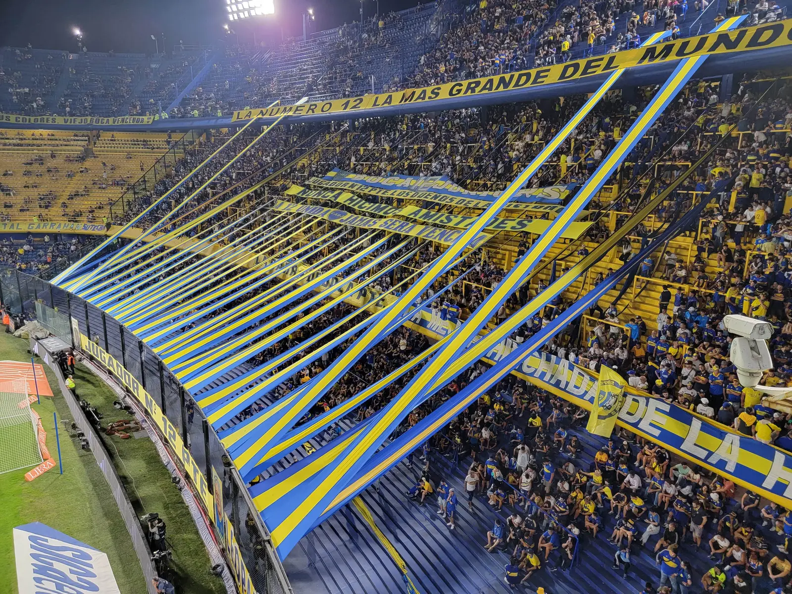 Fans at a Boca Juniors game in Boca Stadium known as La Bonbonera, The Chocolate Box